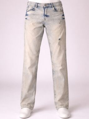 Akademiks Jeanius Men's Distressed Whitewash Jeans 38x30 Streetwear 90s Hip Hop